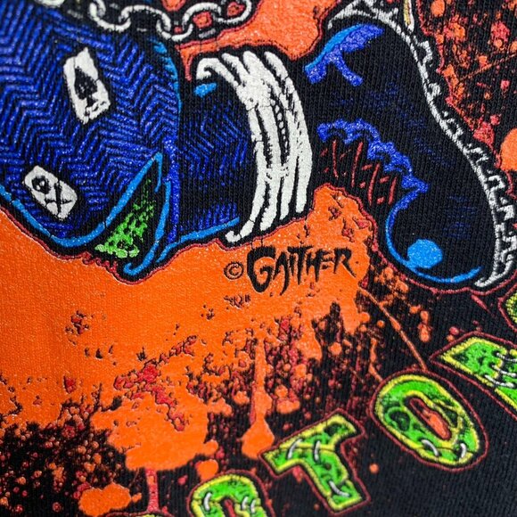 Vintage 90s Johnny Vomit RARE Band T Shirt M Black Crewneck Graphic Punk Metal - Picture 3 of 7